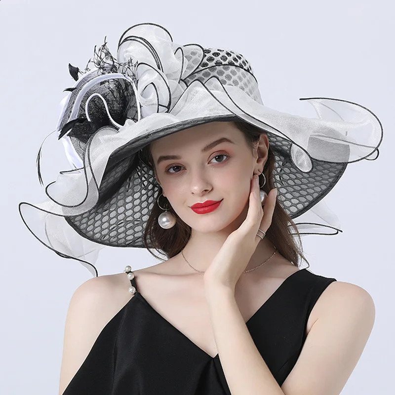 Lady Derby Dress Church Cloche Hat Bow Bucket Wedding Bowler Caps for Party Performance 250118