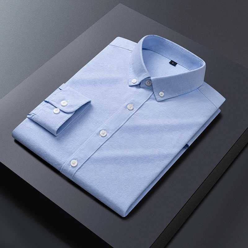 Four Seasons New Oxford Woven Cotton Mens Long Sleeve Business Formal Mens Shirt Tooling Senior Sense Shirt BusinessXJ250121