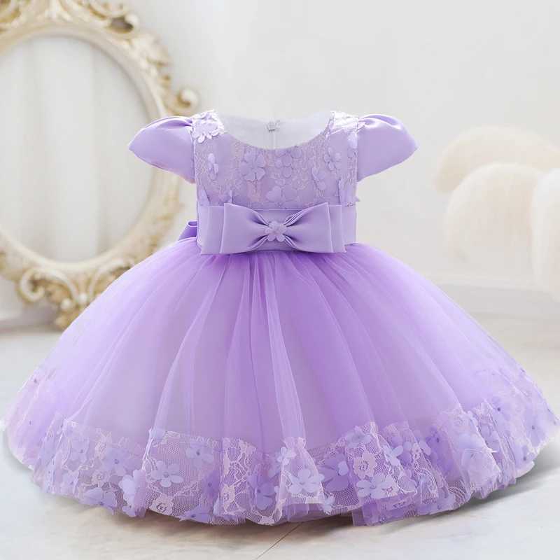 Flower Ceremony Baptism 1 Year Birthday Dress For Baby Girl Clothing Lace Princess Dresses Bow Party Dress Toddler Clothes X250203