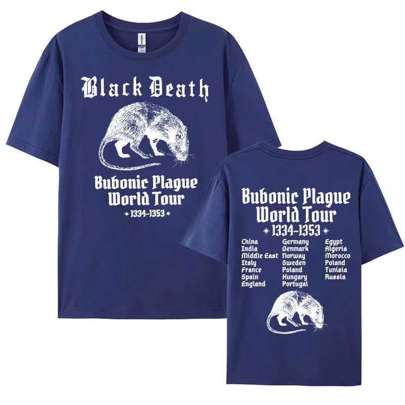 Bubonic Plague World Tour 2024 Mens T-shirt 100% Cotton Funny Meme Gothic T-shirt Mens Fashion Retro Extra Large T-shirt X250203