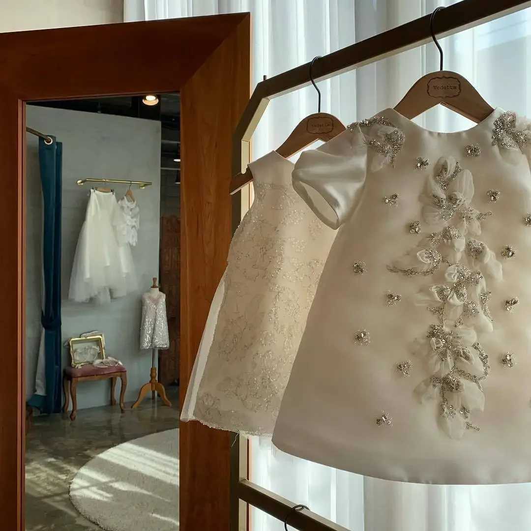 White Flower Girls Dresses For Wedding Children Birthday Party Wear Pageant Clothing Baby Baptism Kids Boutique Princess Dress X250203