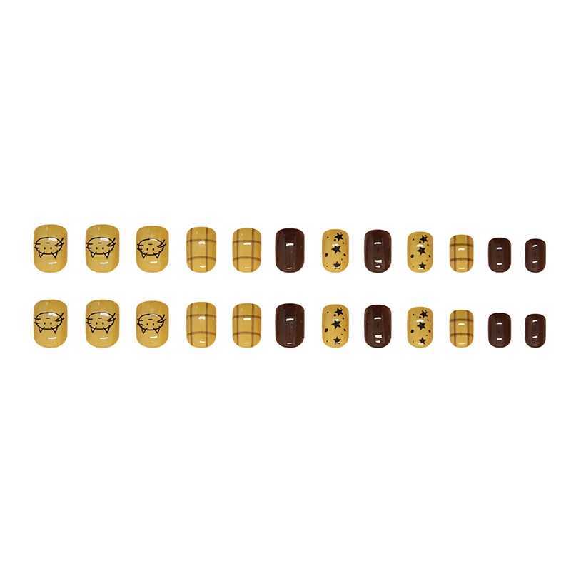 Vintage Check 24 Pcs Press on Nails Pink Gradient Fake Nails Glossy Artificial Finger Manicure Reusable False Nails for WomenW250120
