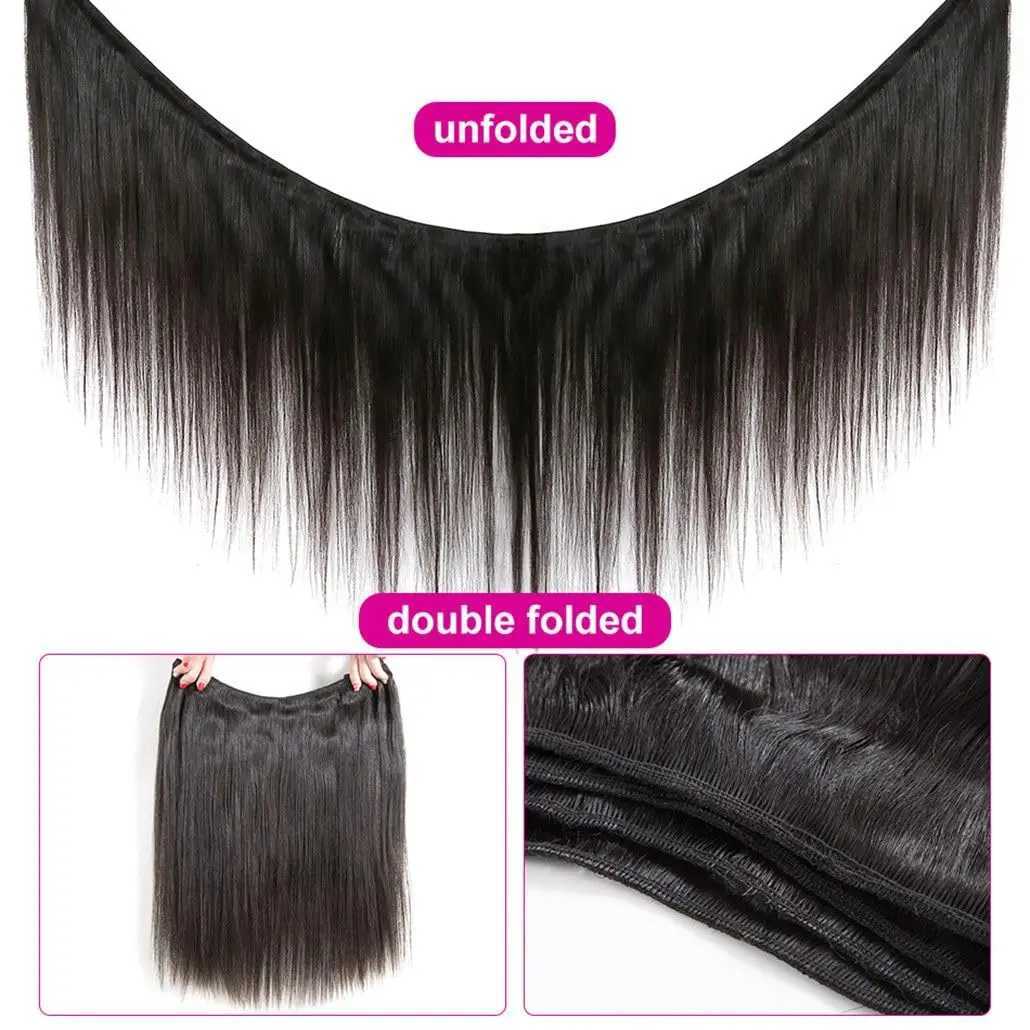 Straight Bundles and Clo Brazilian Human Hair 3 Bundles with 4x4 Transparent Lace Clo Pre Plucked Natural Color #1BXJ250120
