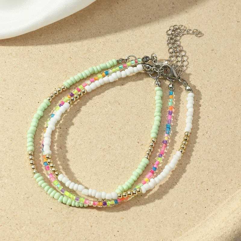 3Pcs/Set Bohemian Colorful Beaded Beads Anklets for Women Summer Ocean Beach Handmade Ankle Bracelet Foot Leg Beach Chain GiftXJ250121
