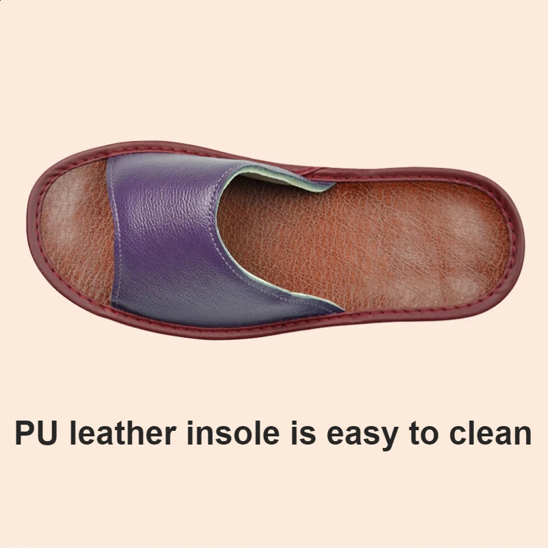 Big sizes Genuine Cow Leather Slippers Homes in indoor slipper summer open toe sandals men women elderly casual Slides shoes 250113