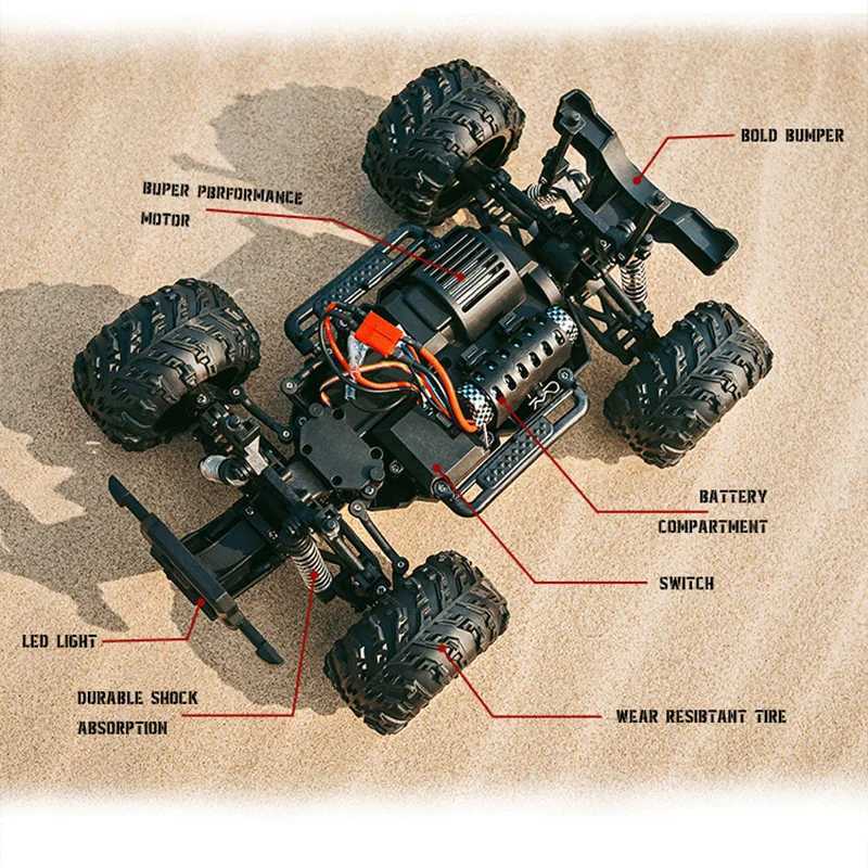 Remote-Controlled Rugged Vehicle Set: A Robust 4-Wheel Excavator w/ Built-In Lighting