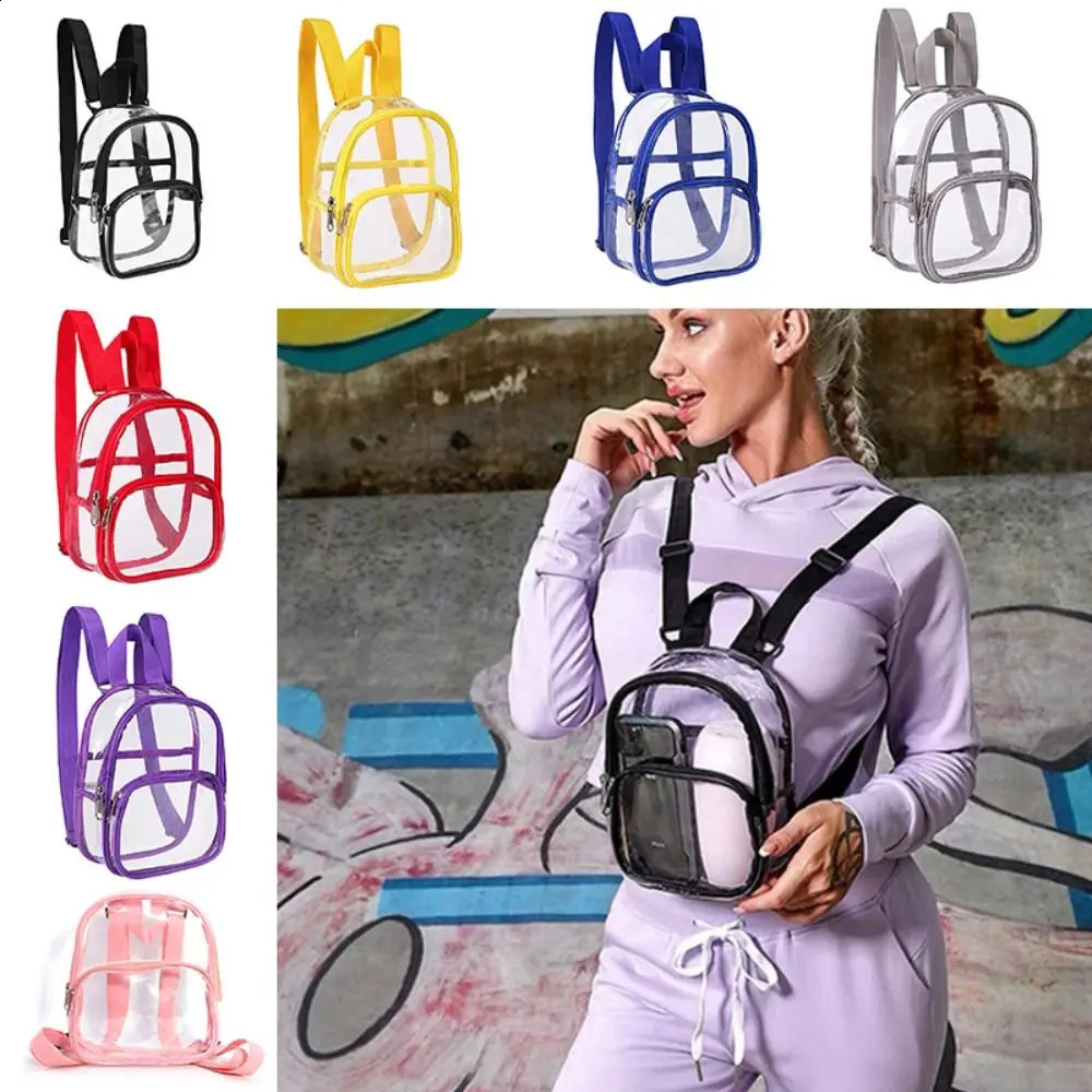 Summer Fashion Transparent PVC Backpack Women Travel Knapsack Student School Bags Small Handbags Casual Mini Rucksack 250122