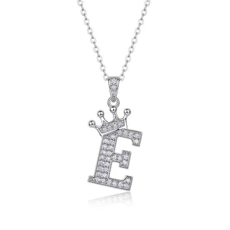 S925 Silver d Moissanite Crown Letter Pendant Necklace Women Fine Jewelry Platinum Diamond 26 Letters Necklaces Pass TesterXJ250114