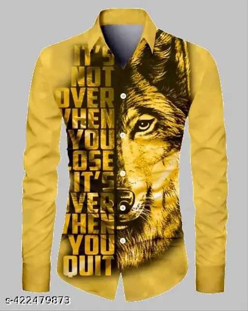 Mens Animal Wolf Fierce Pattern Shirt 3D Casual Printing Long Sleeve Shirt Mens Casual Fashion Hip-hop Unisex ClothingXJ250121