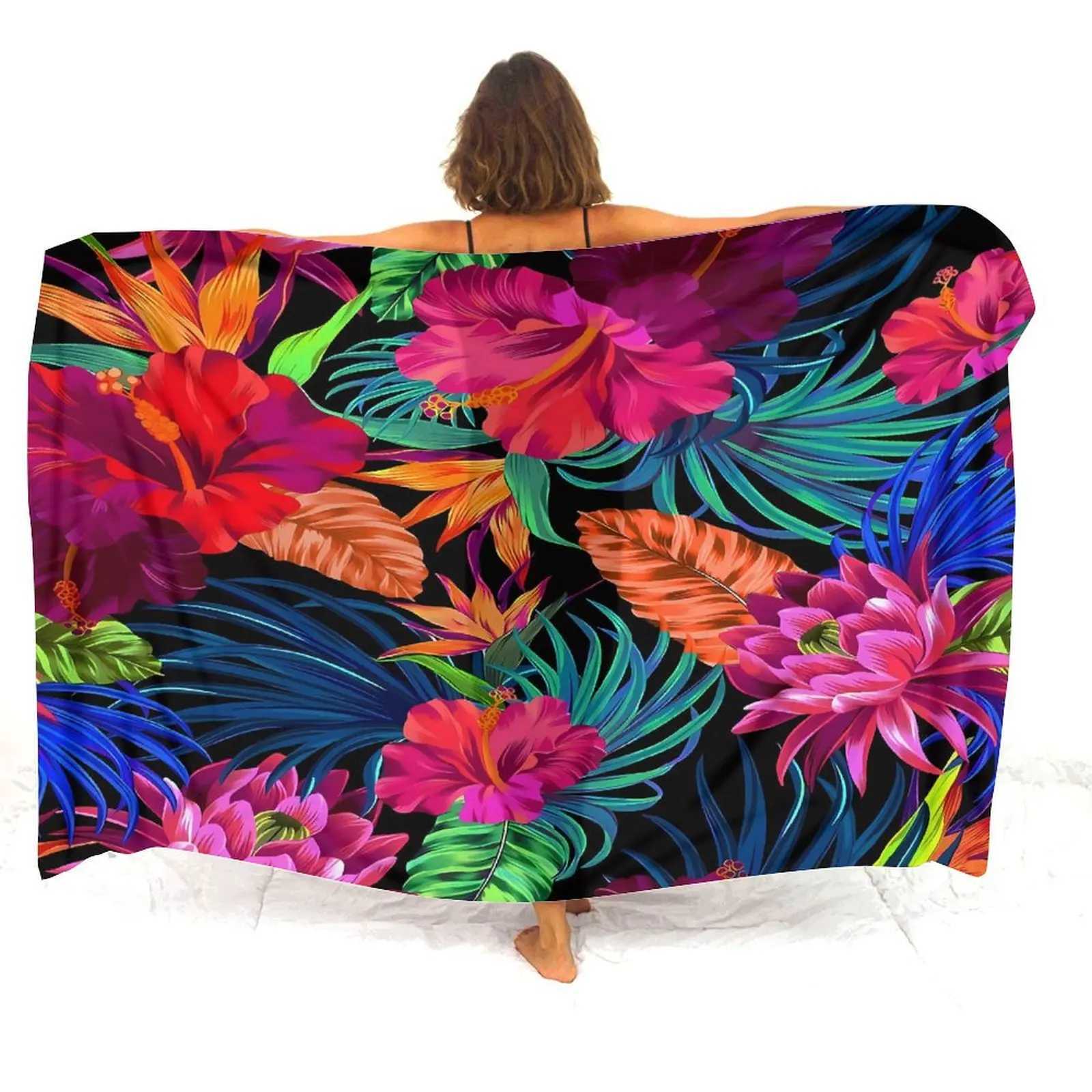 Custom Summer Seaside Floral Print Sarong Retro Tribal Design Shl Beach ron Haiian Soft Sarong Polynesian Womens Coat W250120