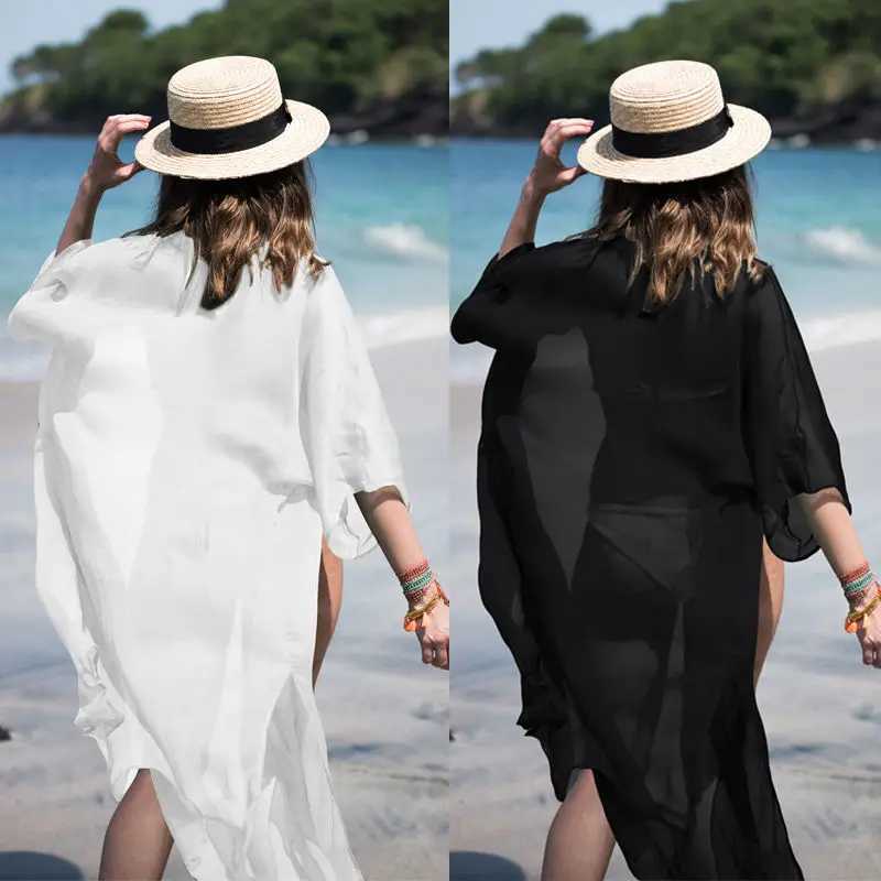 Summer Sexy Beach Dr Women Chiffon Bikini Cover Up Bathing Suit Tunics Kaftan Sarong Robe Swimsuit W250120