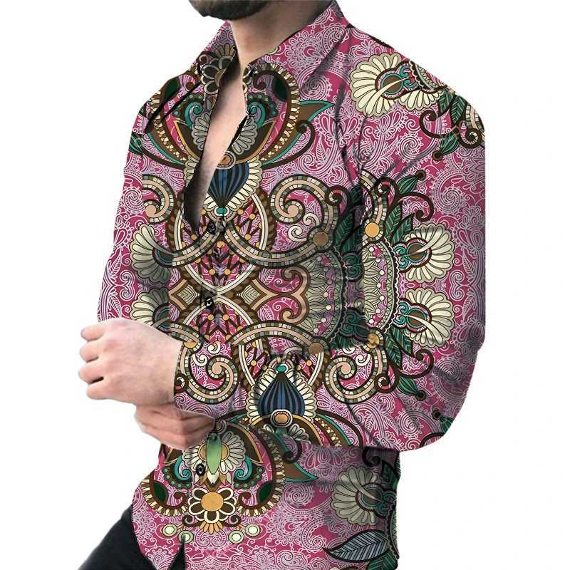 Mens shirt 3D printed shirt outdoor street long sleeved button up clothing oversized fashion clothing fashionXJ250121