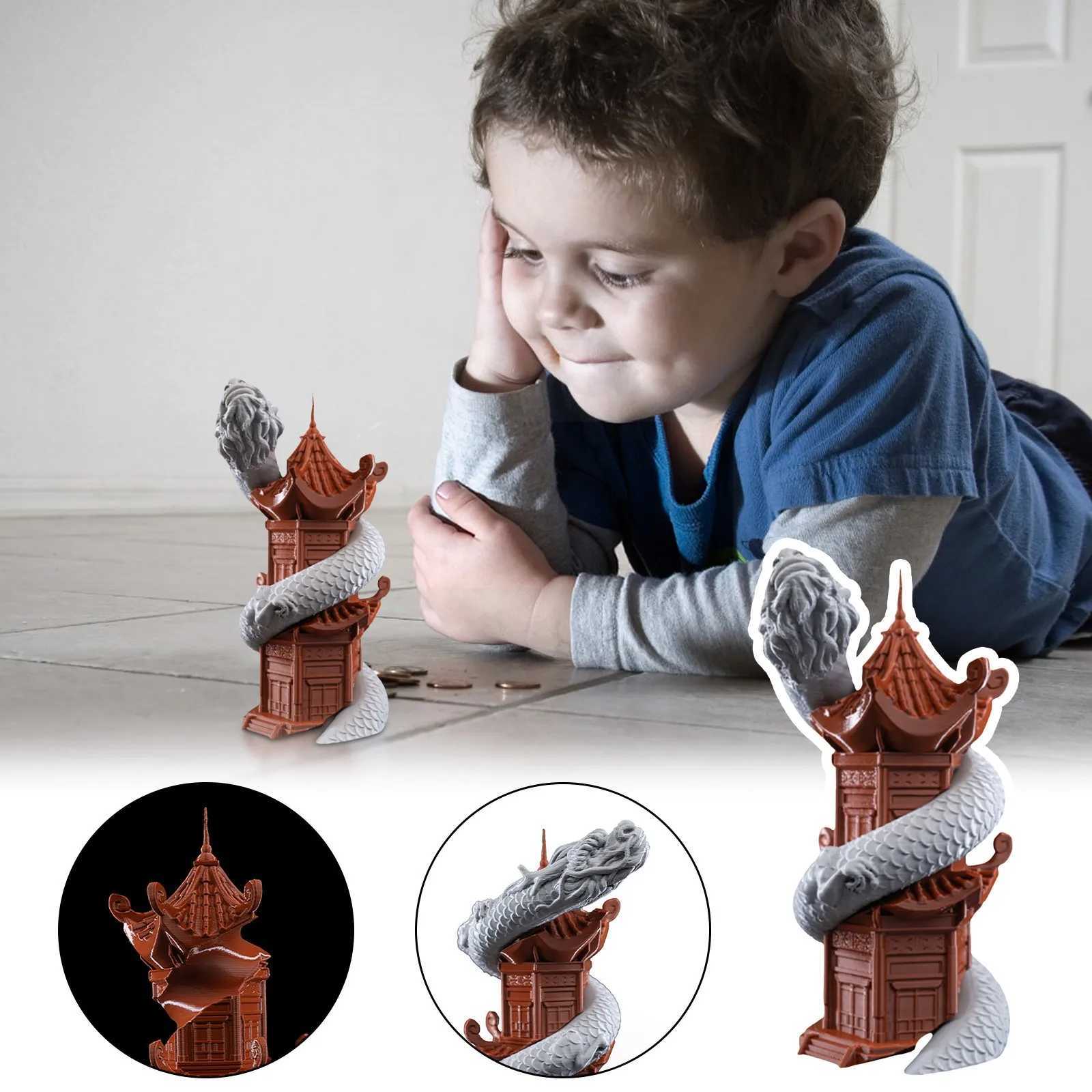 3D Printed Rotatable Articulated Dragons Western Sle Crystal Dragon Home Office Desktop CraftS Ornament Creative Gifts Free shipping