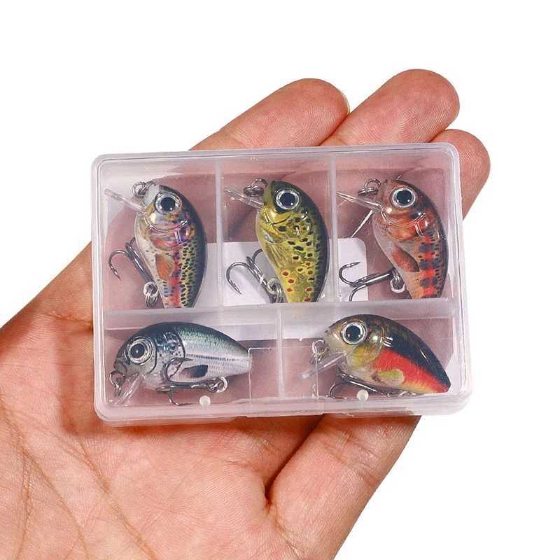 5Pcs Mini Fishing Lure Set 3cm 2/1.5g Artificial Fish Baits Topwater Crankbaits Wobblers Crank For Bass Fishing Swimbait PescaXJ250122