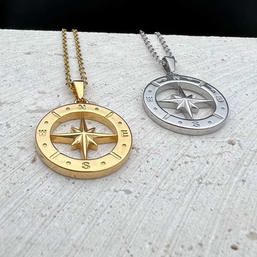 Travel Necklace North Star Pendant Stainless Steel Compass Jewelry Men Coin Charms Hiphops Link Chain AccessoriesXJ250121
