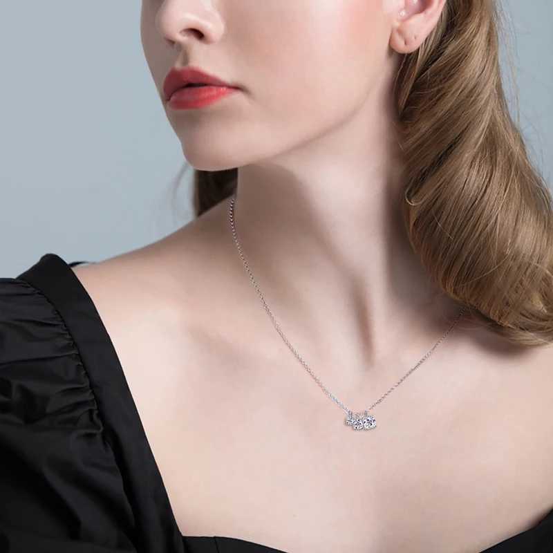 5mm 4mm 3mm Round Full Moissanite Diamond Pendant Necklace Original 925 Silver Womens Engagement High Quality Fine JewelryXJ250114