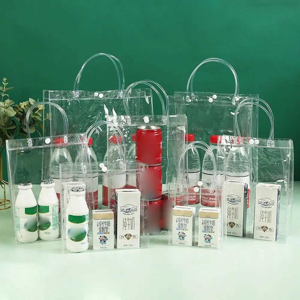 Durable Transparent PVC Handbag Large Capacity Multi-purpose Candy Bag Plastic Gift Jelly Bag Outing Travel Hiking BagXJ250121