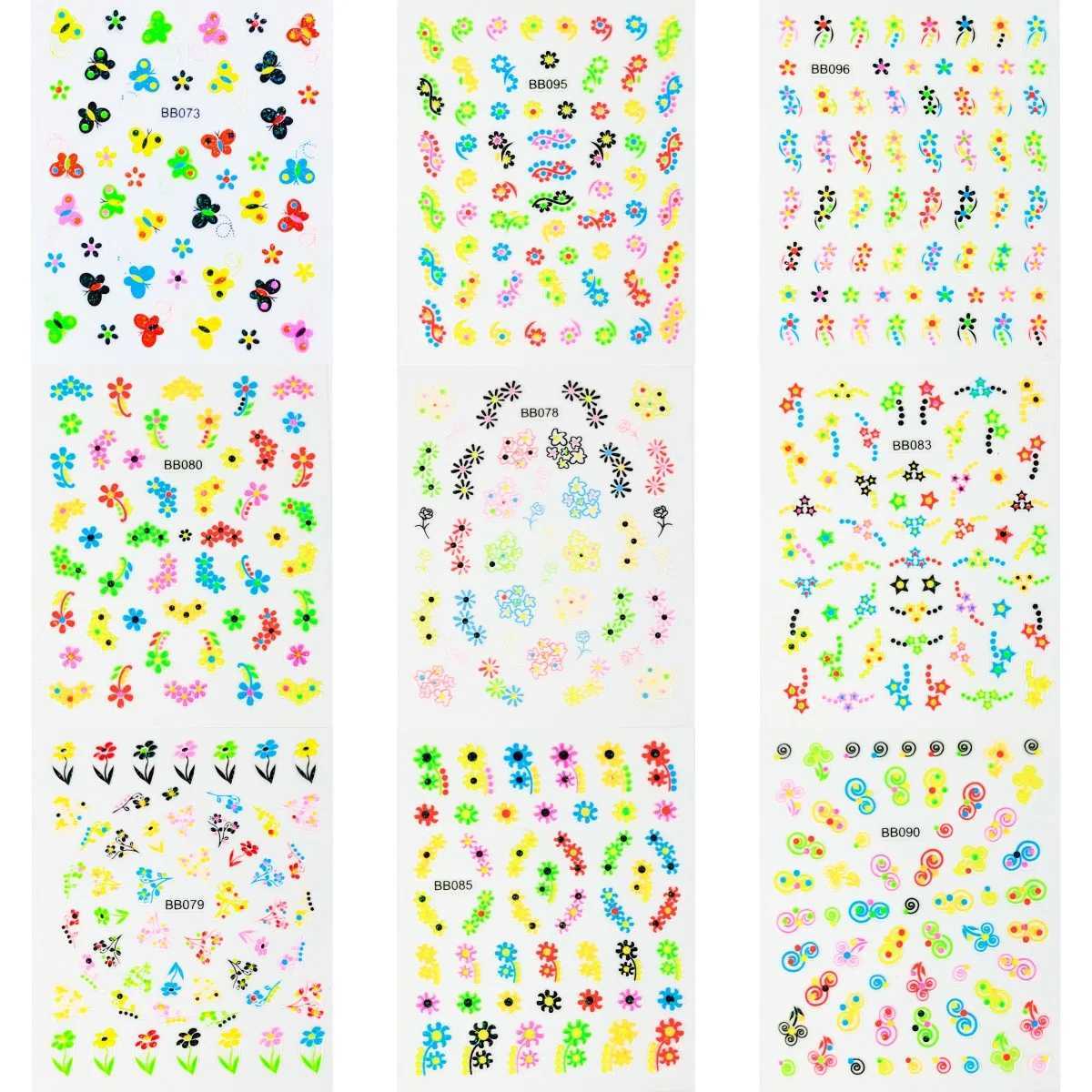 5pcs 5D Colorful Children Nail Art Stickers Kawaii Butterfly Flower Bow Adhesive Acrylic Manicure Decals Decorations AccessoriesXJ250120