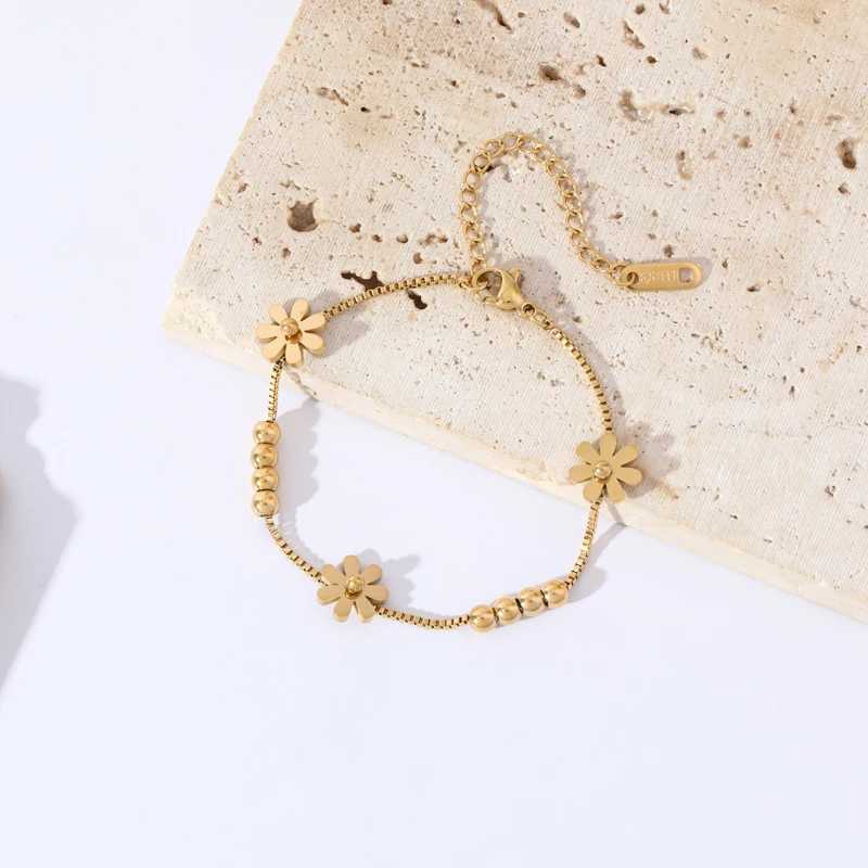 EILIECK 316L Stainless Steel Gold Color Flower Bracelet For Women Girl Fashion New Holiday Gift Wrist Chain Jewelry Bracelet W250121