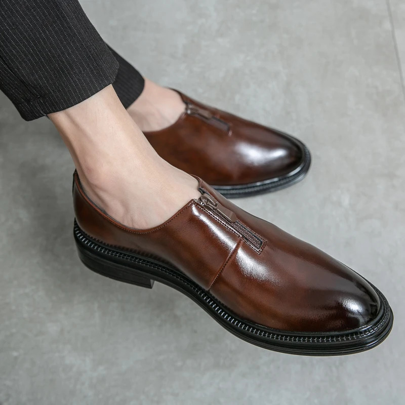 Fashionable Mens One Step Business Leather Shoes Evening Dress Gentleman Formal Elegant Wedding Shoes Zapatillas 250113