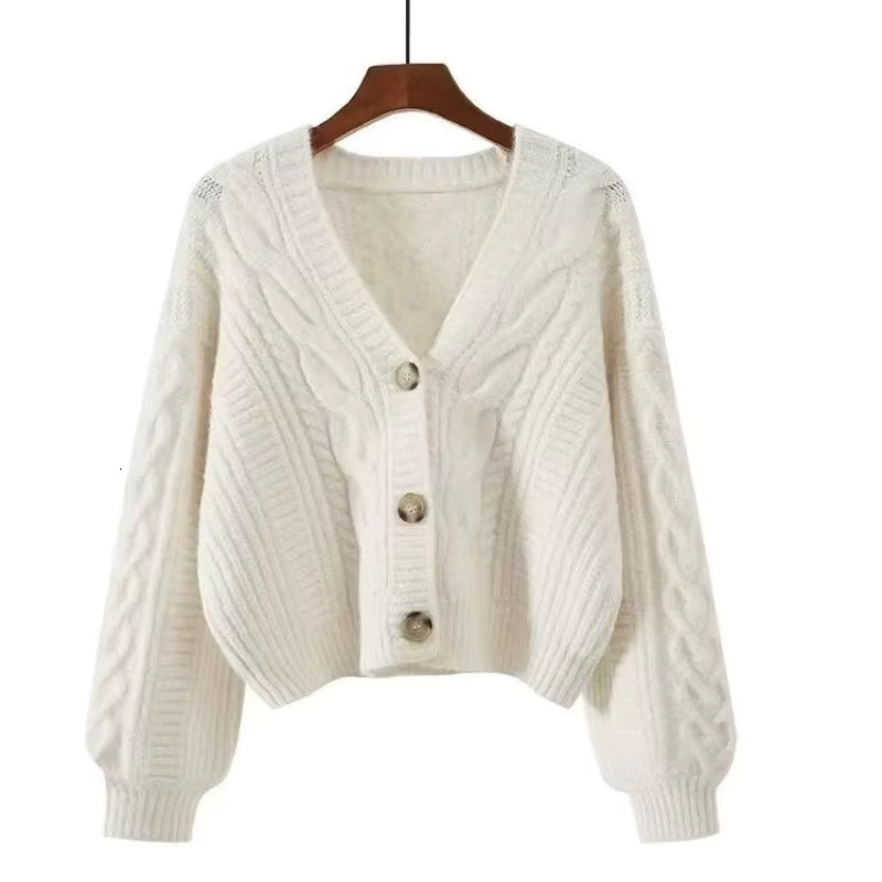 New In Outerwear Elegant Winter Coat Loose Matching Cardigan For Women Long Sleeve Vintage Casual Basic Top Sweater Knitwear