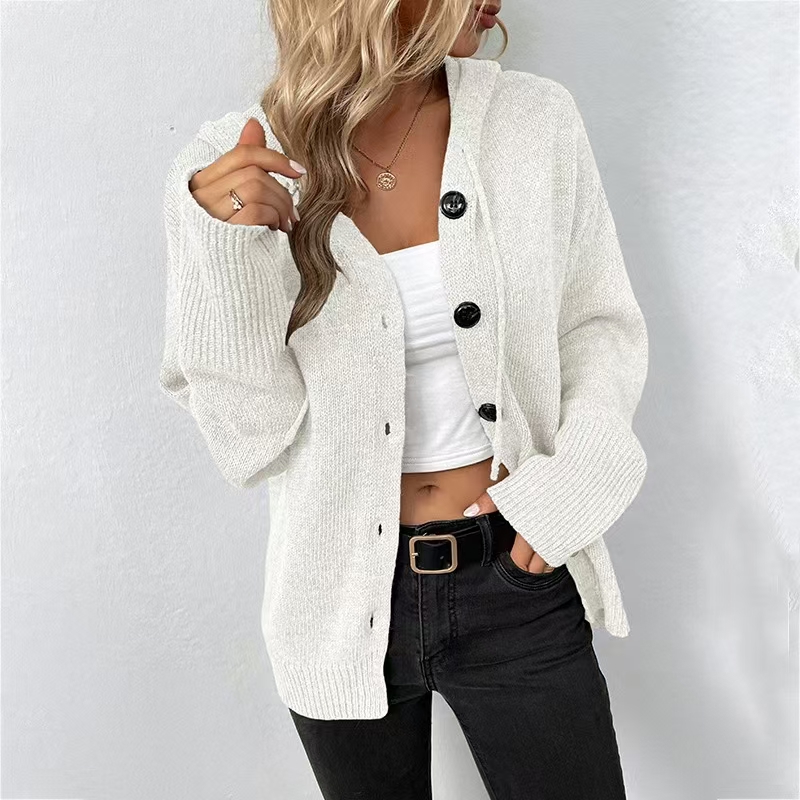Designer coat women's casual buttons long sleeve hooded coat loose#3453