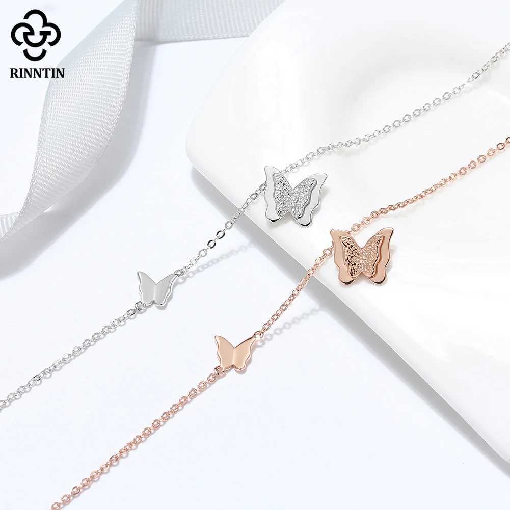 Rinntin Genuine 925 Sterling Silver Butterfly Anklet for Women Fashion Foot Bracelet Summer Sexy Strs Jewelry SA63XJ250121
