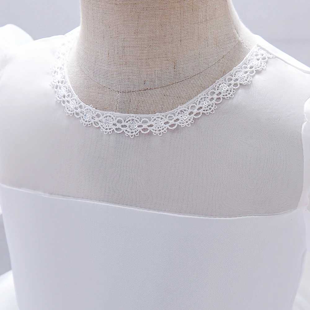 Bride maid baby dress toddler white 1st year birthday party girl princess dress newborn baptism party bow wedding dress X250203
