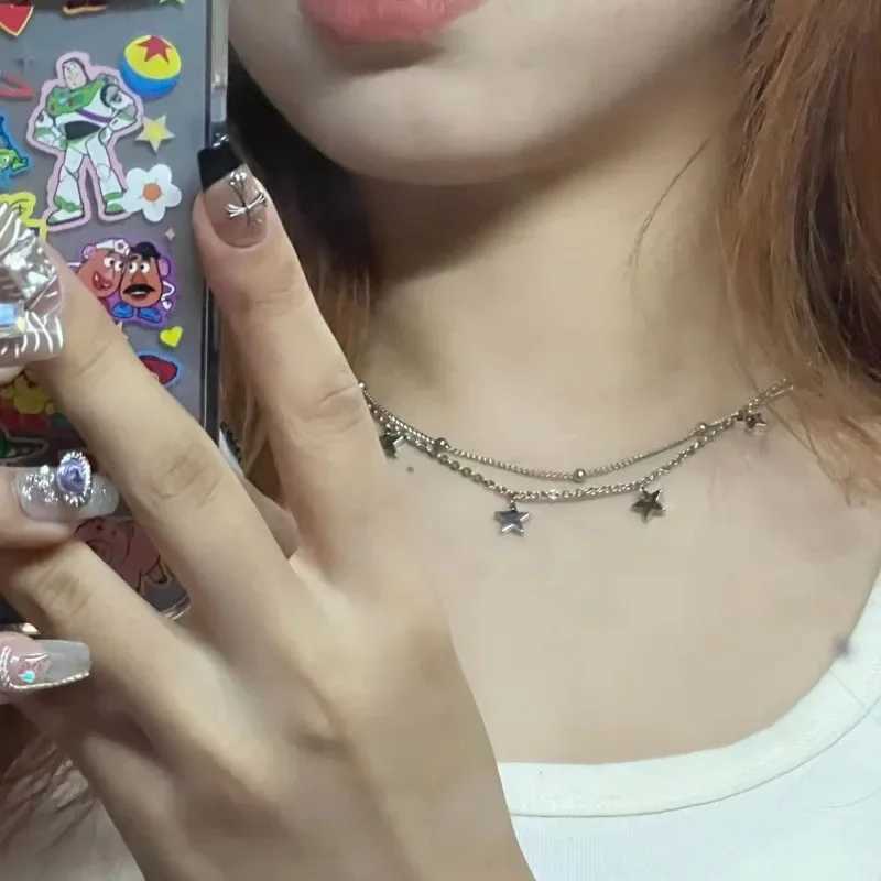 Y2K Double Layer Star Pendant Necklaces for Women Fashion Neck Decoration Clavicle Chain Vintage Jewelry Accessories GiftXJ250121