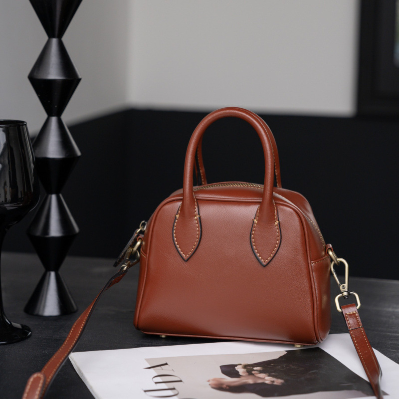 Bag Boston Cowhide Handbag For Women 2025 New Item, Niche, Versatile, High-End, High Aesthetic Value, Single Shoulder Crossbody Bag