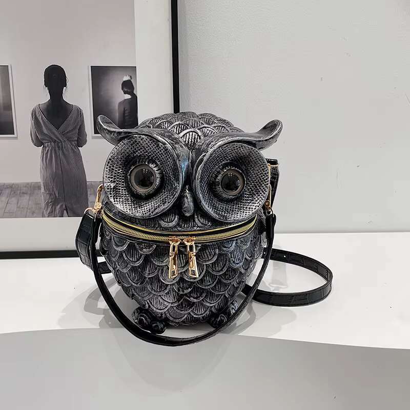 Women 3D Shoulder PU Leather Animal Shape Crossbody Detachable Strap Simulated Owl Satchel Girls Daily Bag