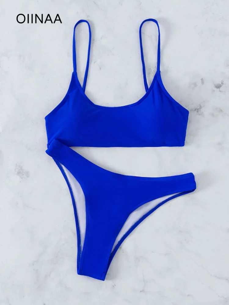 OIINAA Sexy Swimsuit Women Bikini Set Solid Simple Spaghetti Strap Two-Piece Fe Swimwear Fashion Bathing Holiday BeachwearXJ250120