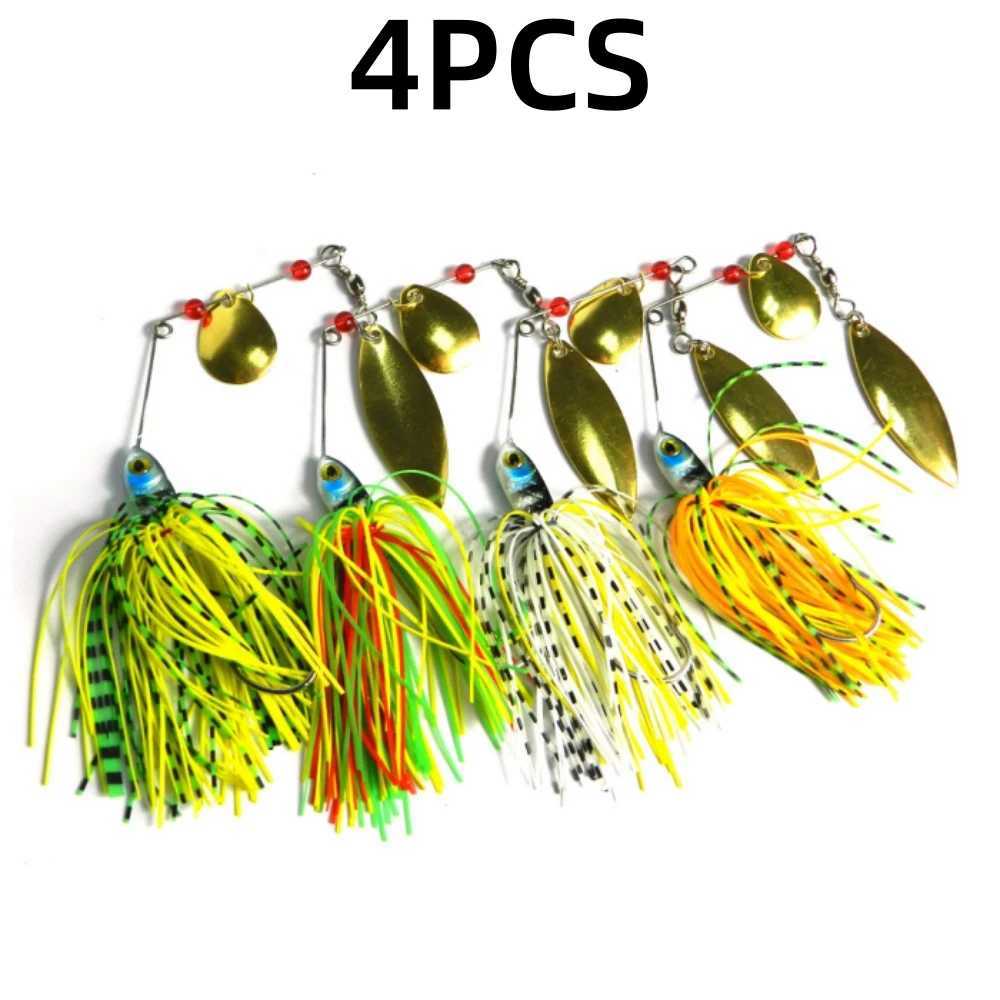 4PCS 17g Spinnerbait Fishing Lure Wire Bait Metal Spinner Buzzbait Swimbait Hook JIG Kit Skirt peche For Bass Pike WinterXJ250122