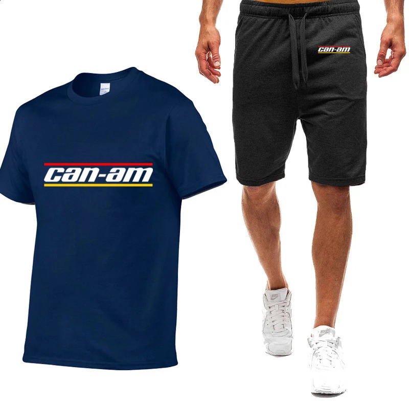 Can Am Motorcycle Printing Men Summer Shortsleeved Tshirt Simple Comfortable Casual Trendy Movement Suit 250108