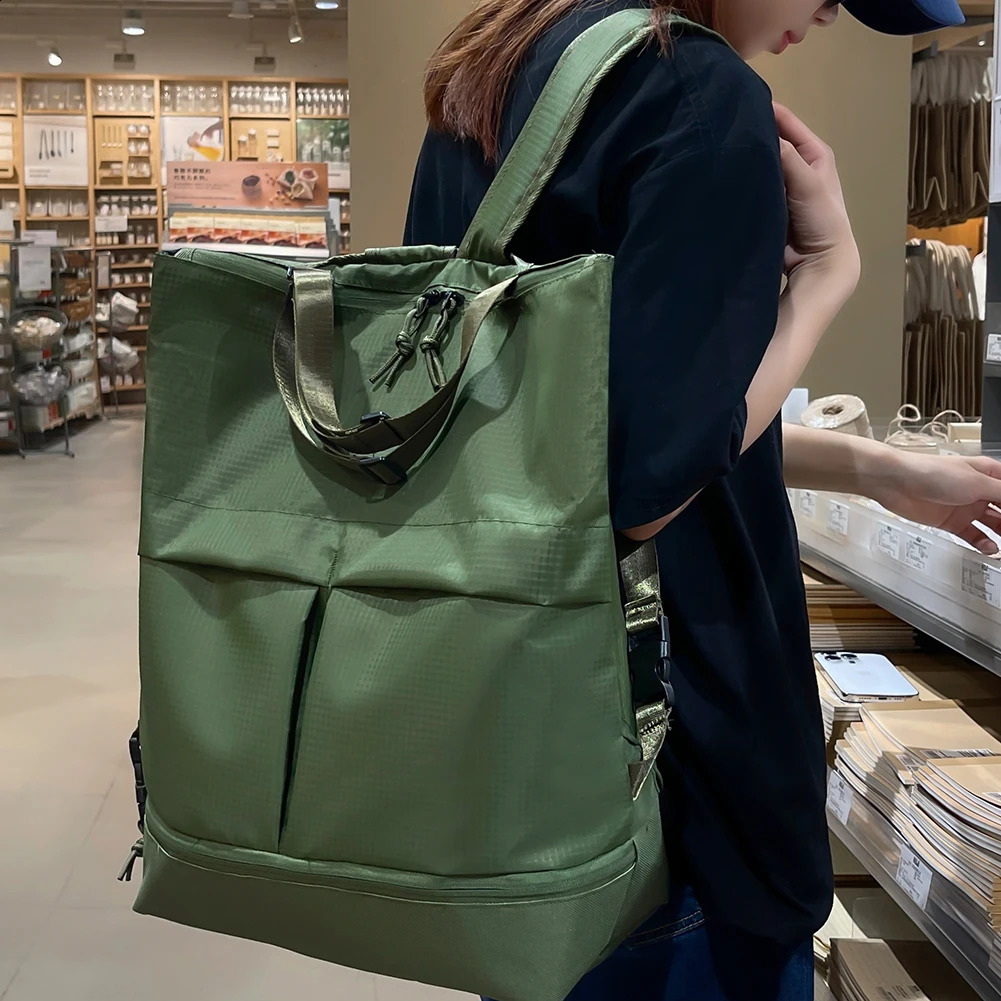 Unisex Trend Backpack Lightweight Women Men Casual Tote Bag Large Capacity Solid Colour Multifunctional Versatile Outdoor Bag 250122