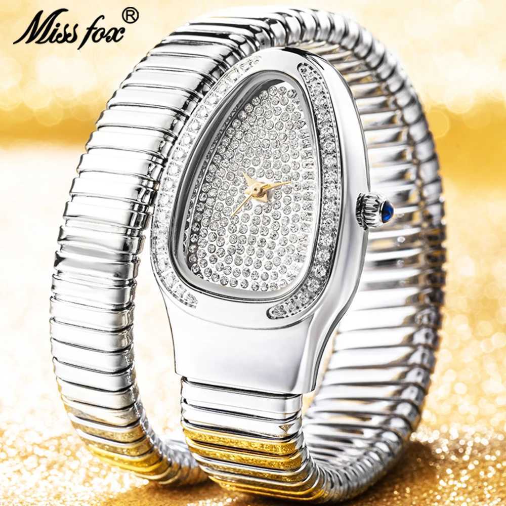 2024 Hot Wens Watches Top Brands MISSFOX Fashion and Diamond Quartz Clocks Luxury Snake Wristwatch Ladies Watch Dropsing X250203