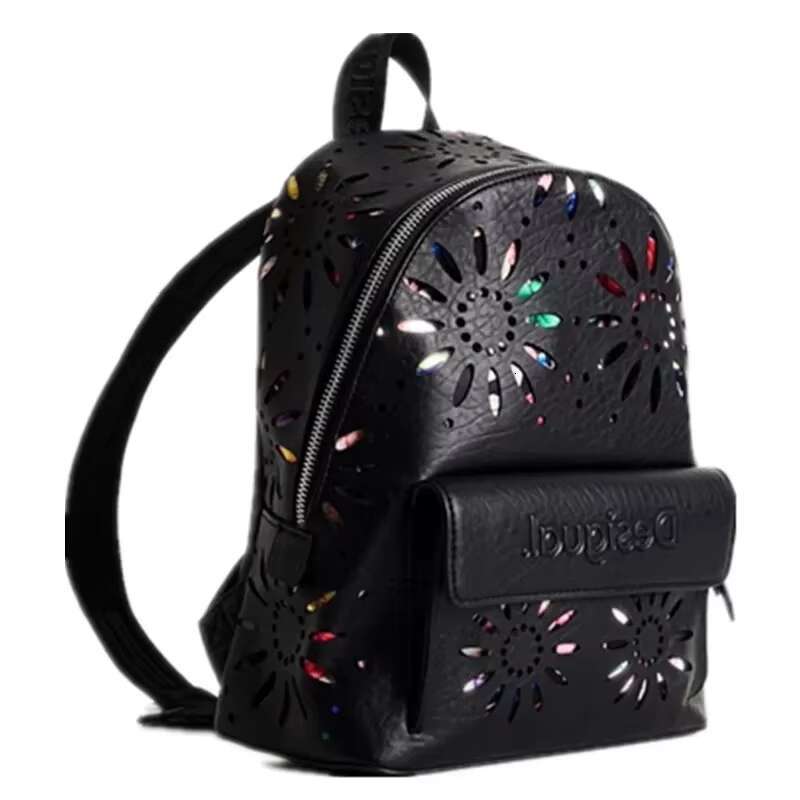 Foreign Trade Spain D Fashion Hollow Wer Printed Backpack Women's Casual Black Brand New