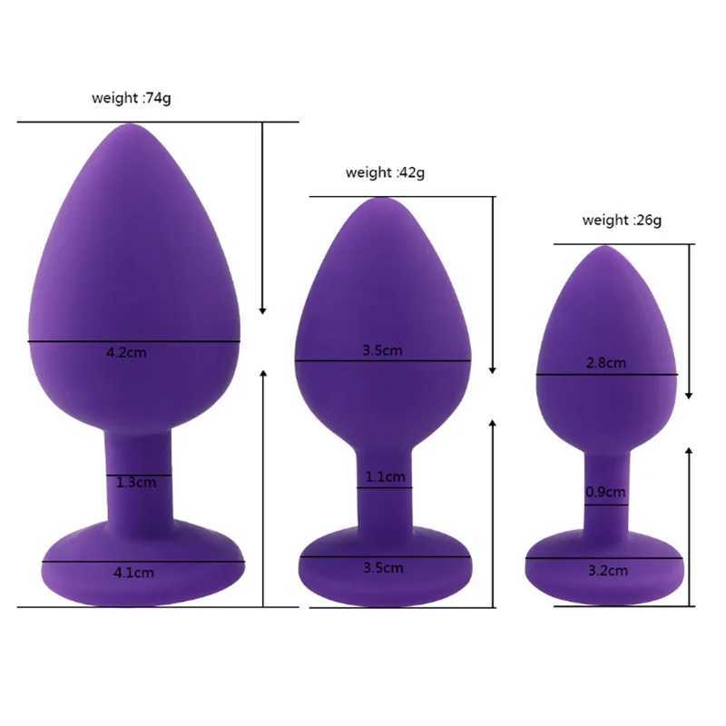 3 Size/set Metal Anal Plug Sex Toys Soft Silicone Butt Plug For Women/Men/Couples Adult Game Masturbator Anal S/M/L Diamond SexXJ250121