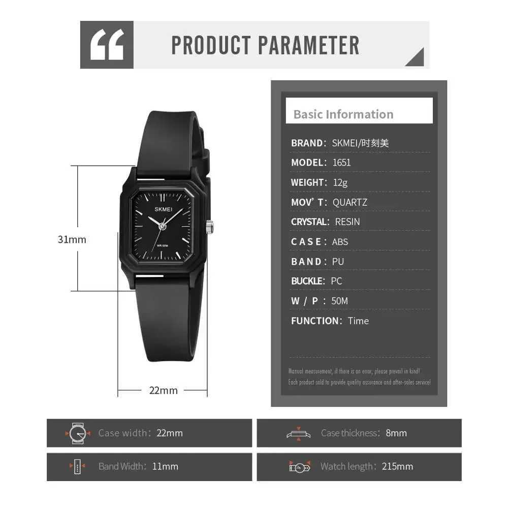 SKMEI 1651 Fashion Creative Wen Quartz Wristwatches Small Young Lady Watch Clock Womens Watch Light Thin Girls Quartz Watches X250203