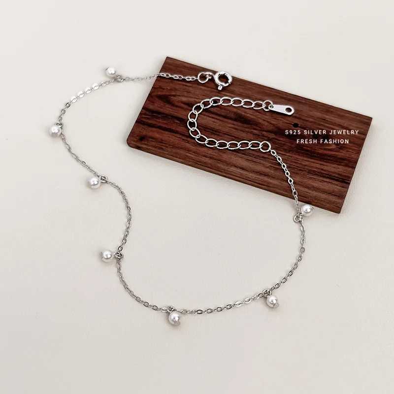 925 Sterling Silver Shell Pearl Tassel Anklet for Women Korean Exquisite Elegant Summer Foot AccoriesXJ250121
