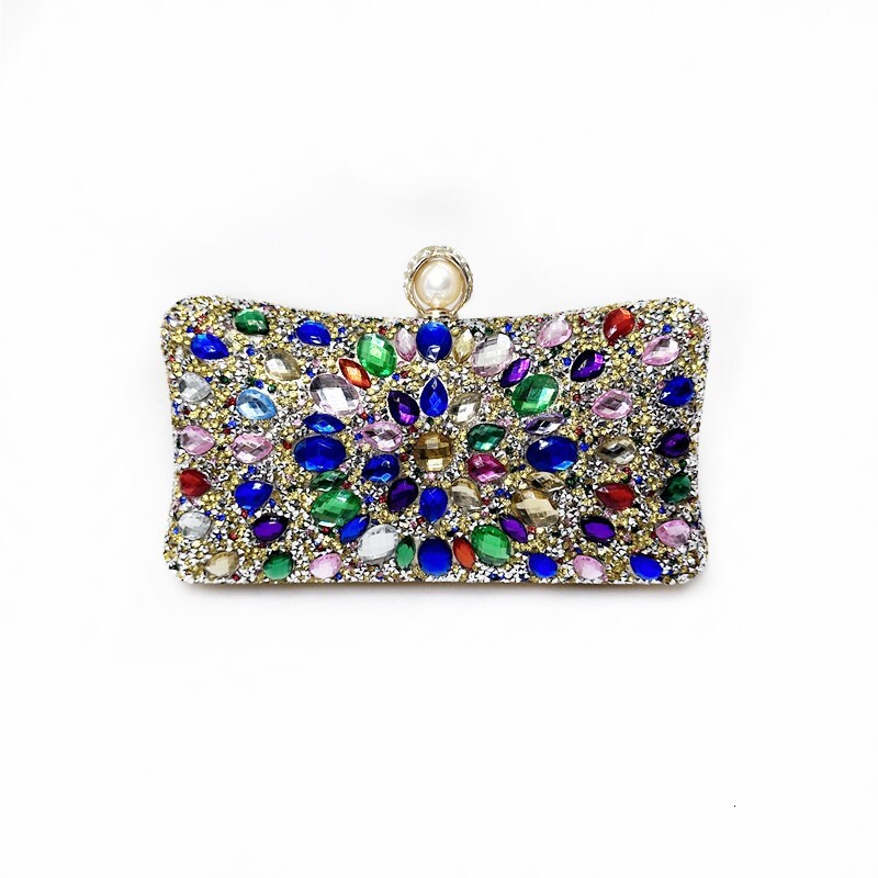 TEMU Fashion Colored Water Sparkling Inlaid Diamond Banquet Handbag Evening Dress Bag