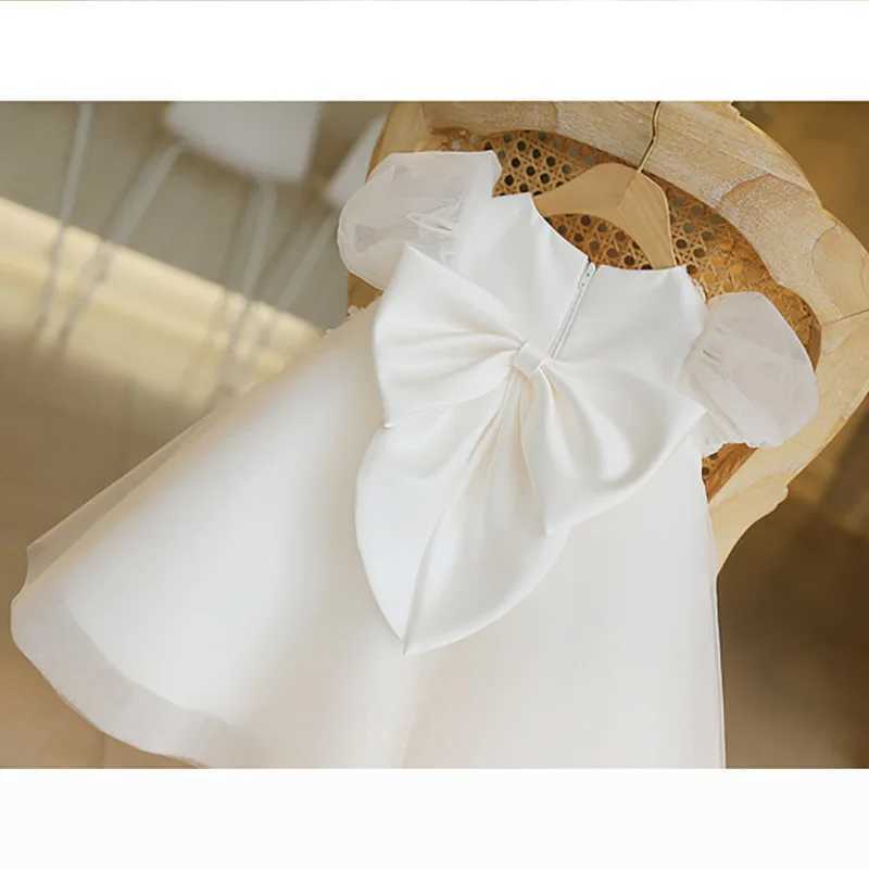 Flower Girl Wedding Dress For Baby Girls Infant Lace Patchwork White Ball Gowns Children Baptism Eid Formal Elegant Dresses X250203