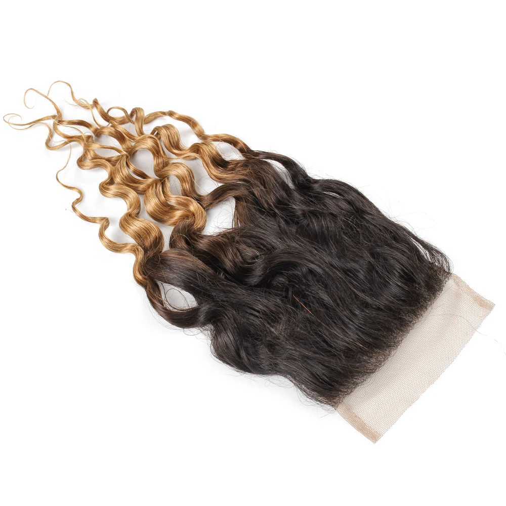1B 27 Honey Blonde Water Wave 4x4 Lace Clo 100% Human Hair With Swiss Lace Indian Remy Hair Free Part Clo For WigsXJ250120