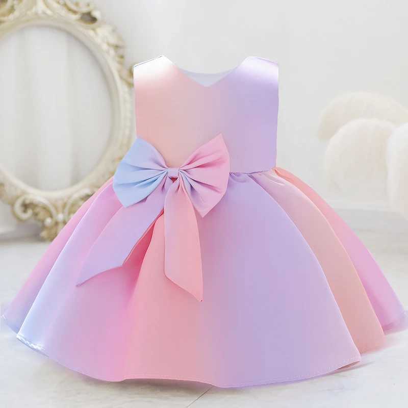 Summer Newborn Baptism 1 Year Birthday Dress For Baby Girl Colorful Princess Dresses Party Dress Child Costumes Gradient X250203