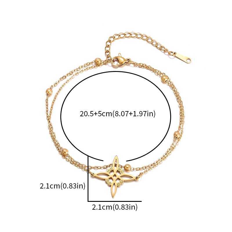 Stainless Steel Witch Knot Double layered Adjustable Bracelet Vintage Irish Lucky Knot Jewelry Birthday Gift W250121