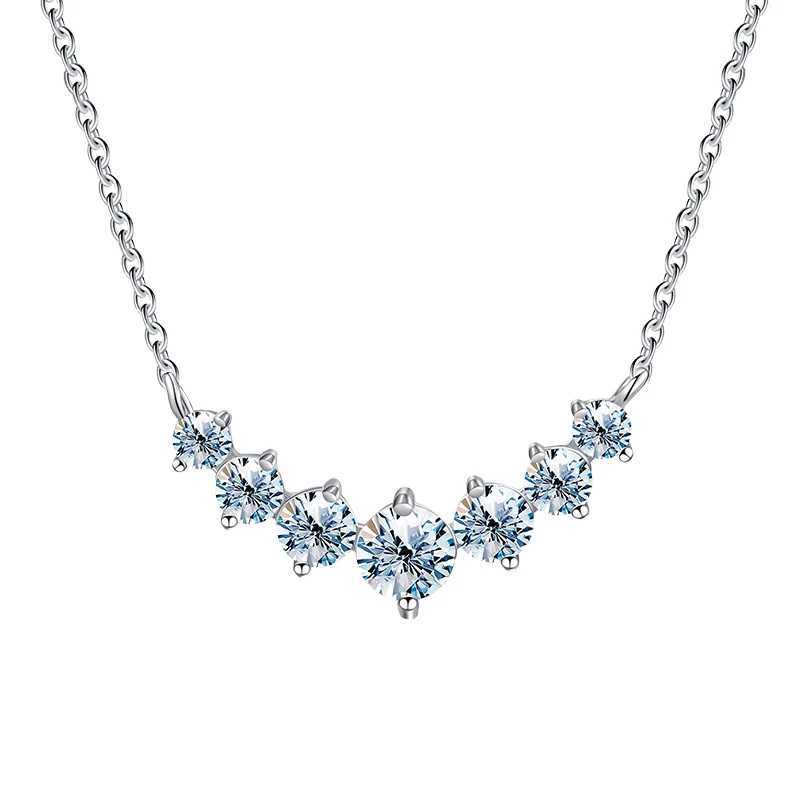 Stylever 1.7ct Moissanite Necklace for Woman 925 Sterling Sliver 7 Diamond Pendant Plated Platinum Engagement Wedding Jewely NewXJ250114