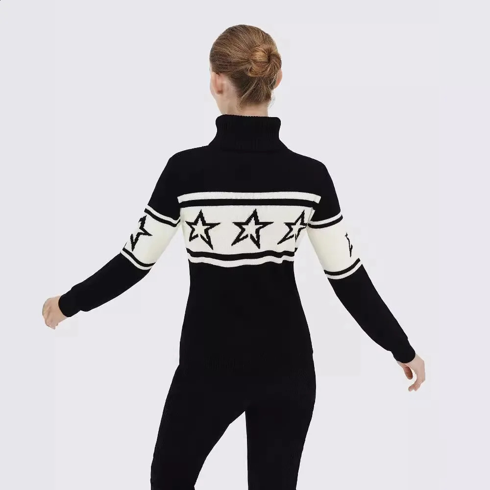 American autumn and winter cross-border slim star printing turtle neck fashion elegant wind foreign trade wholesale 250120