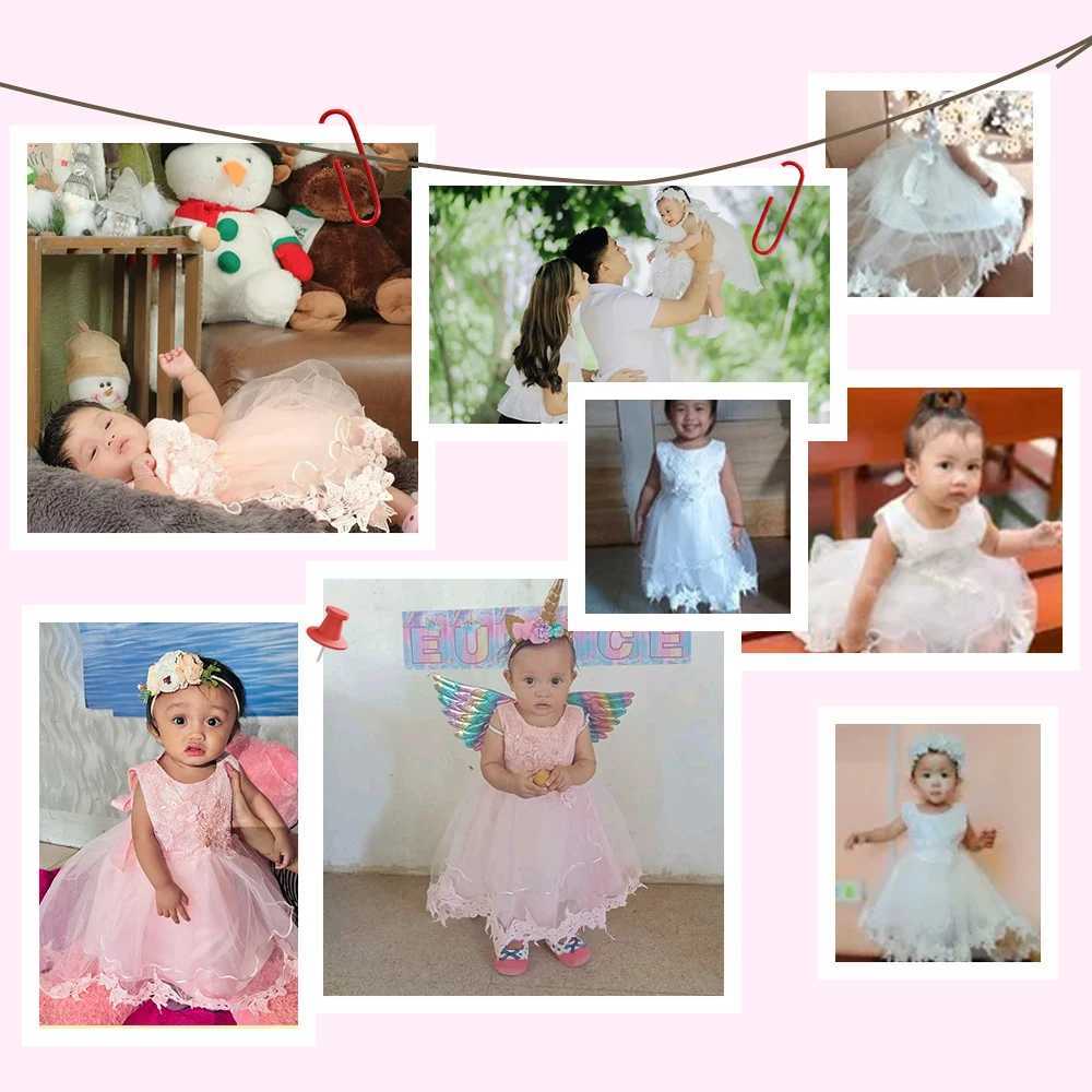 Girl Princess Dress Baby Baptism Lace Solid Long Tailing Dress 1 Year Birthday Party CarnivalBridesmaid Dresses for 0-24Months X250203