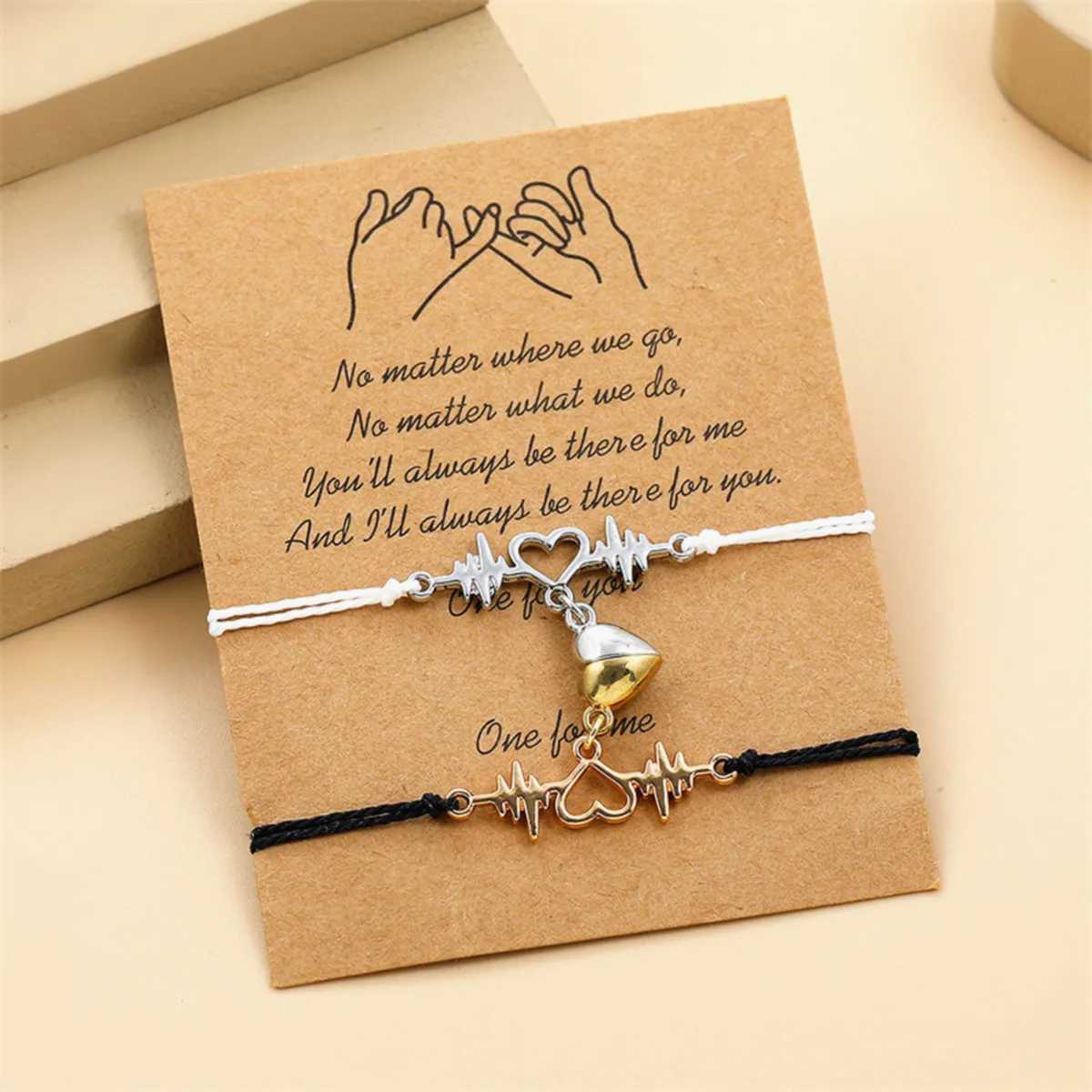 2Pcs/ Fashion Couple Bracelet Woman Man Best Friend Adjustable Woven Bracelet Matching Jewelry Lover Gift W250121