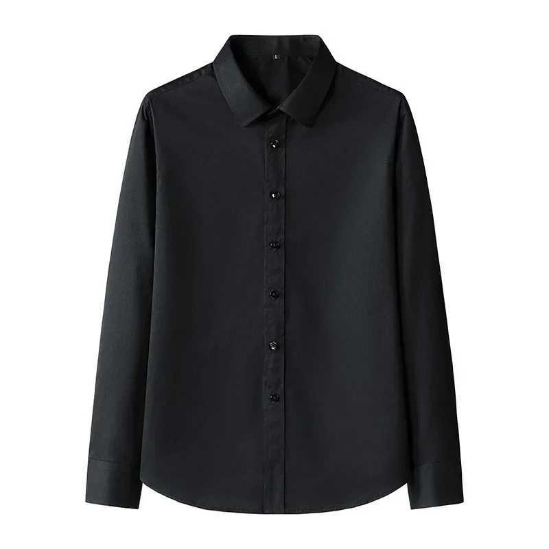 New Mens Long-sleeved Slim Shirt Business Casual Formal Office Shirt Male White Black Light Blue Navy Plus Size 8XL Solid ColorXJ250121